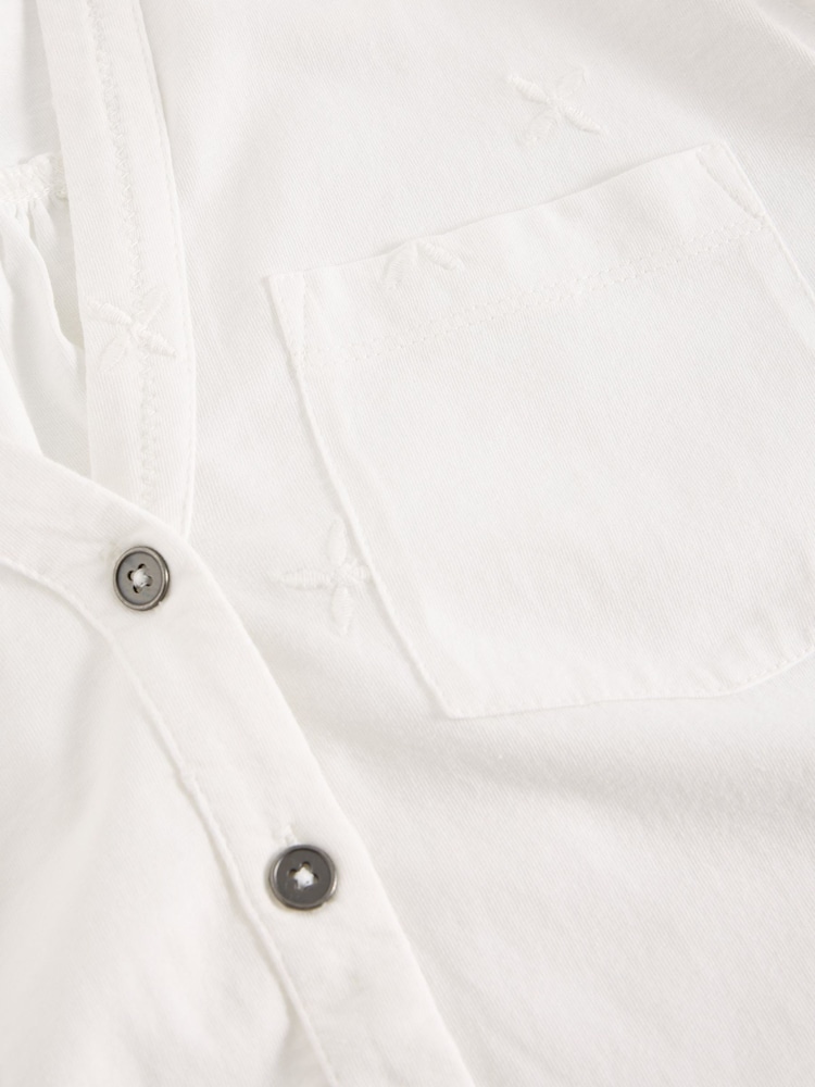 White Stuff White 100% Cotton Annie Emb Longline Shirt - Image 6 of 6