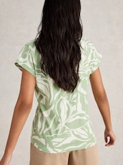 White Stuff Green Nelly Notch Neck 100% Cotton T-Shirt - Image 2 of 6