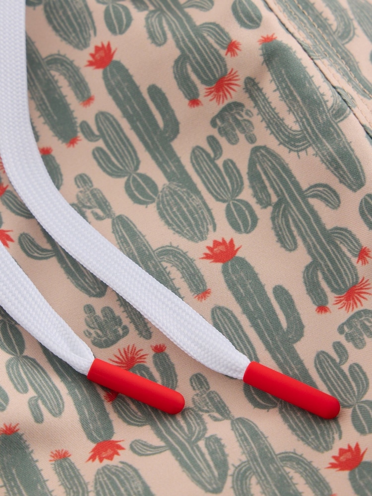 White Stuff Natural Cactus Print Volley Swim Shorts - Image 6 of 6 White Stuff Natural Cactus Print Volley Swim Shorts - Image 6 of 6