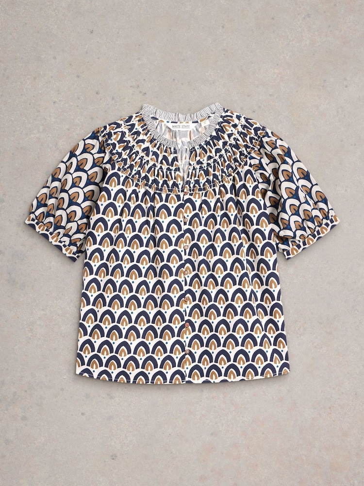 White Stuff Blue Ariel Mix Print Top - Image 5 of 6