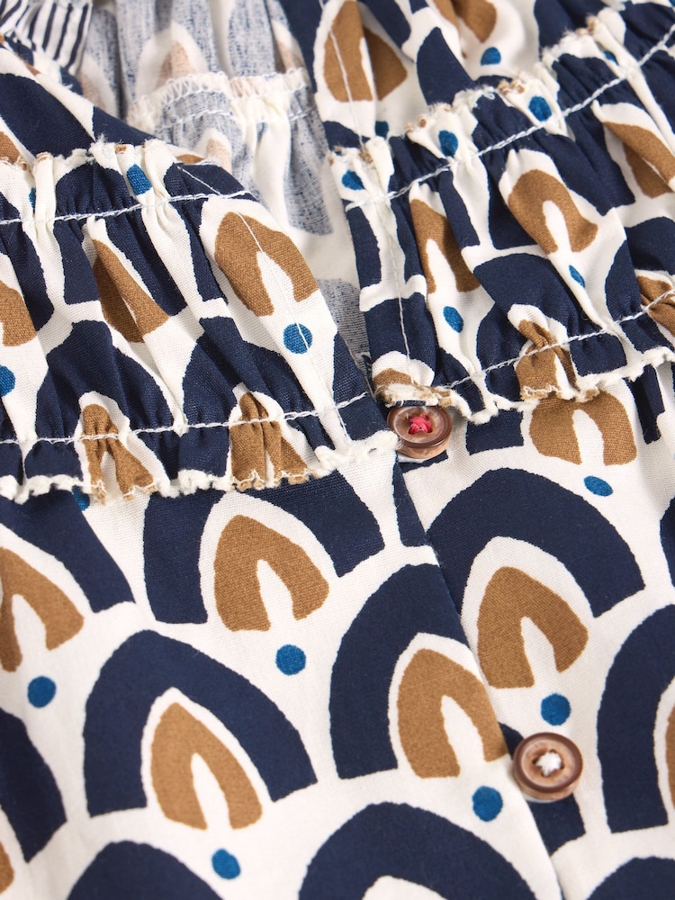 White Stuff Blue 100% Organic Cotton Ariel Mix Print Top - Image 6 of 6