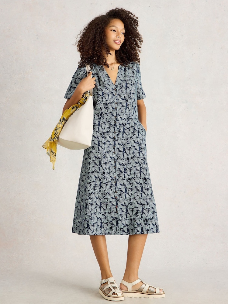 White Stuff Blue Linen Dress - Image 2 of 6