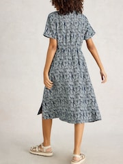White Stuff Blue Linen Dress - Image 3 of 6