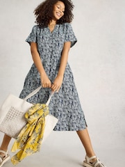 White Stuff Blue Linen Dress - Image 4 of 6