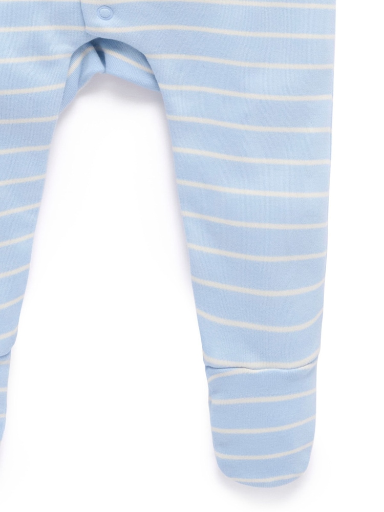 Purebaby Blue Stripe Bunny Sleepsuit - Image 3 of 4