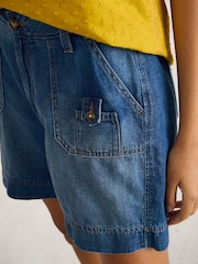 White Stuff Blue Mollie Combat Denim Shorts - Image 4 of 6