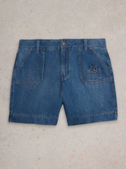 White Stuff Blue Mollie Combat Denim Shorts - Image 5 of 6