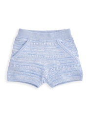 Mamas & Papas Blue Mix Knit 100% Cotton Polo & Short Set - Imagen 8 de 8