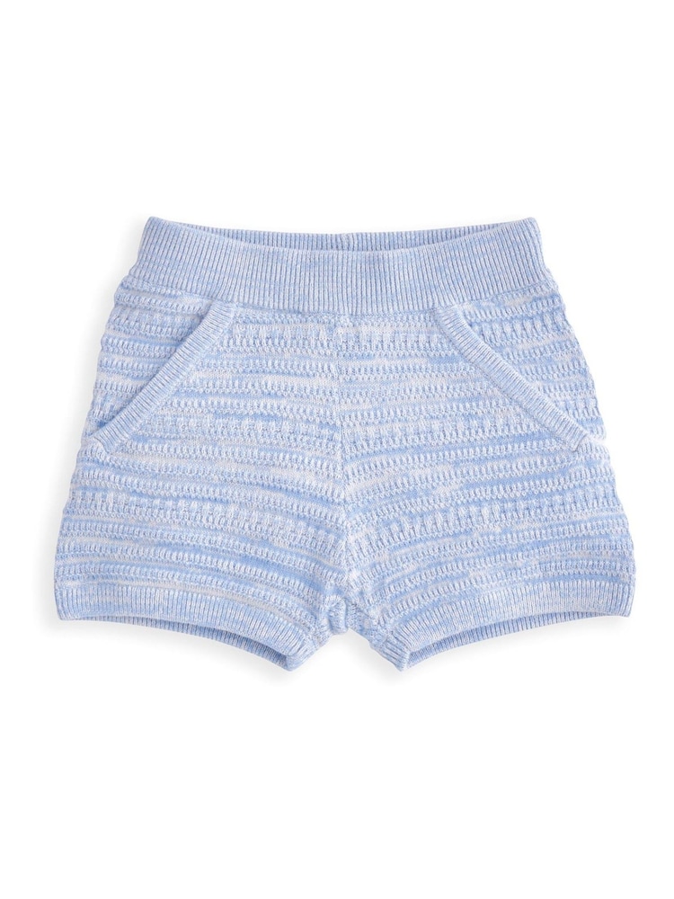 Mamas & Papas Blue Mix Knit 100% Cotton Polo & Short Set - Imagen 8 de 8