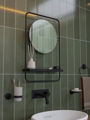 CROYDEX Black Furzton Round Mirror with Shelf - Image 1 of 4