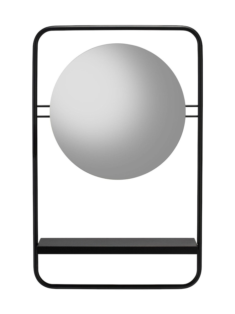 CROYDEX Black Furzton Round Mirror with Shelf - Image 2 of 4