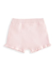 Mamas & Papas Pink 100% Cotton Embroidered Frill Top & Shorts Set - Image 4 of 4