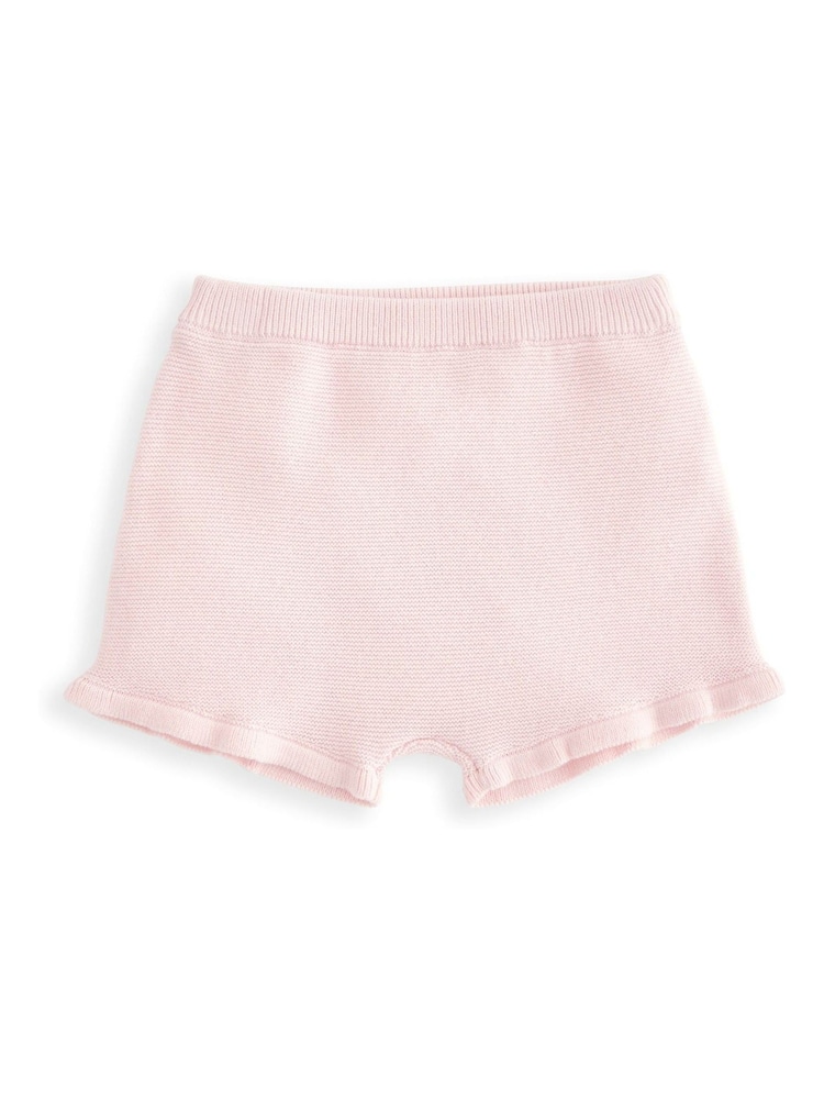 Mamas & Papas Pink 100% Cotton Embroidered Frill Top & Shorts Set - Image 4 of 4