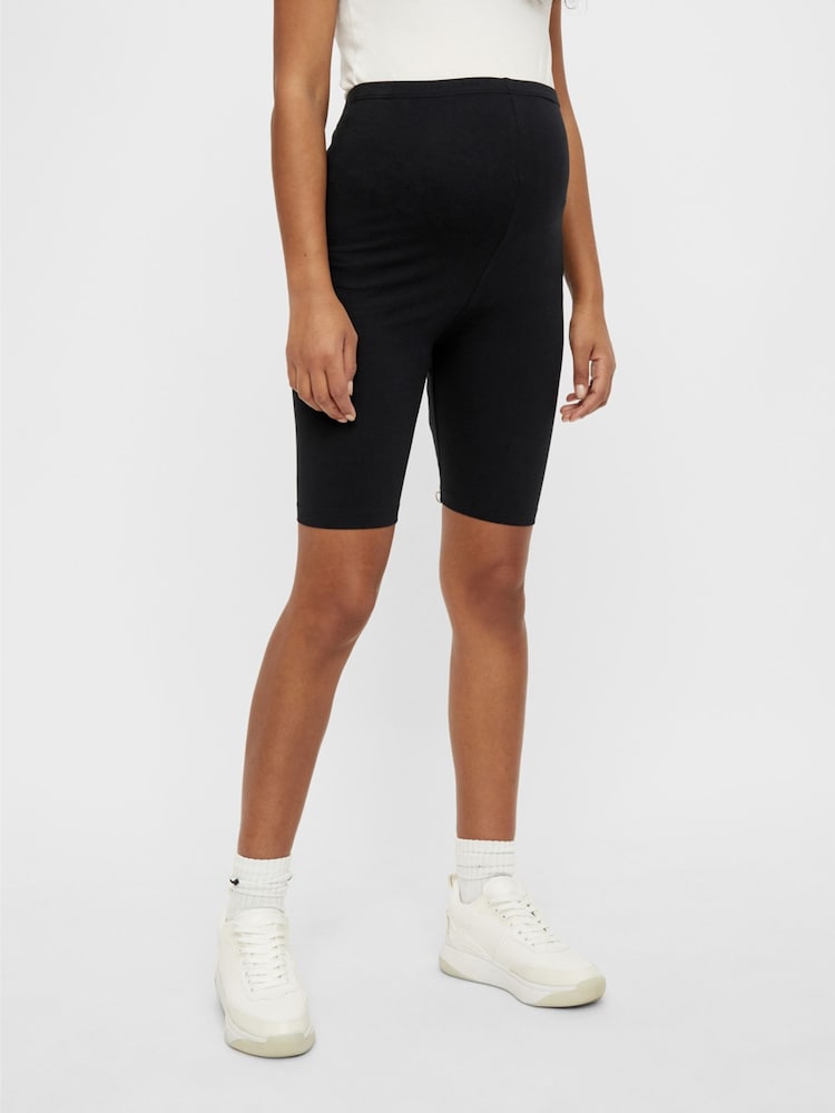 Mamalicious Black Printed And Plain Jersey Biker Shorts 2 Pack - Image 3 of 5
