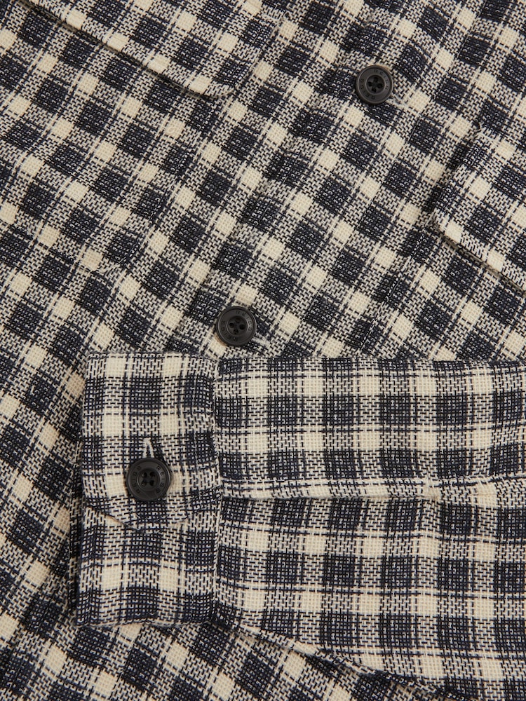 Reiss Navy/White Ribona Woven Check Twin-Pocket Overshirt - Image 7 of 7