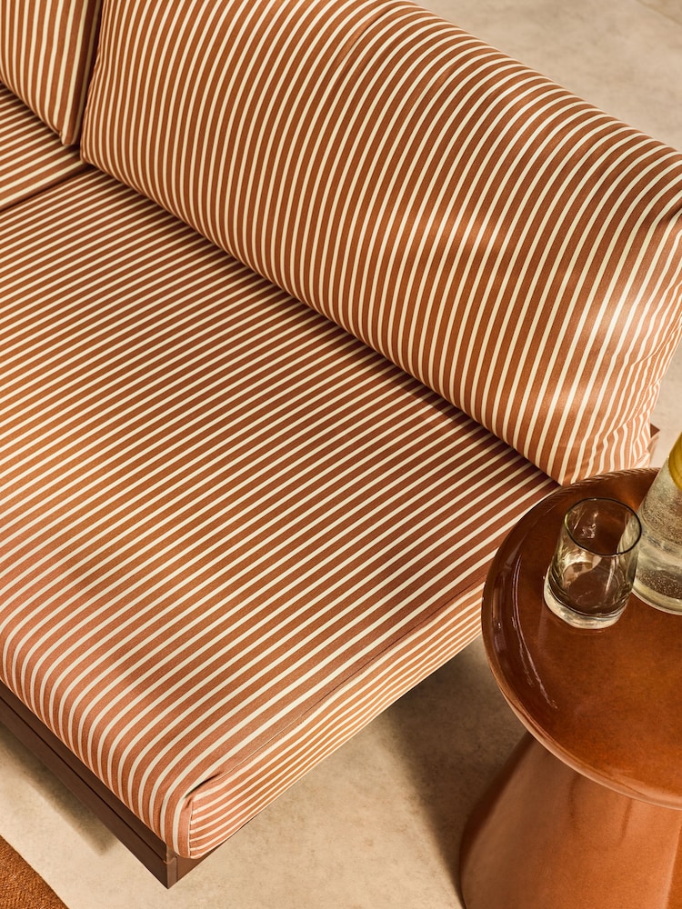 MADE.COM Green and Rust Stripe Avarna Garden 2 Seater Sofa - Image 2 of 5 MADE.COM Green and Rust Stripe Avarna Garden 2 Seater Sofa - Image 2 of 5