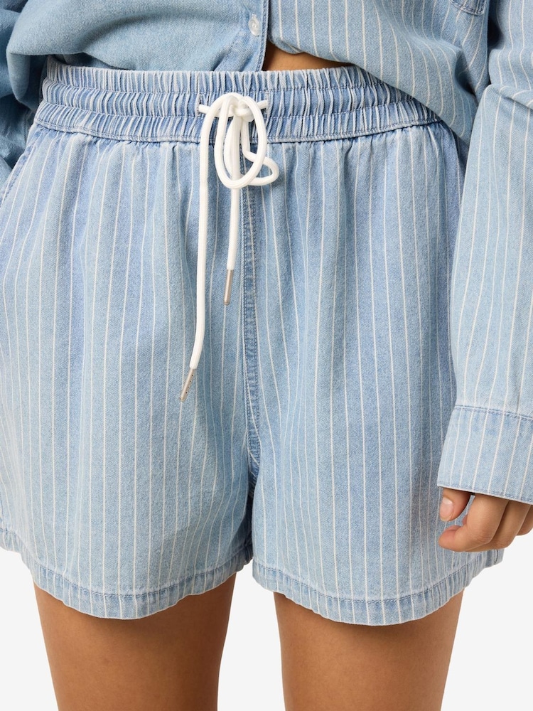 NOISY MAY Elastic Waist Draw String Stripe 100% Cotton Shorts - Imagen 5 de 5
