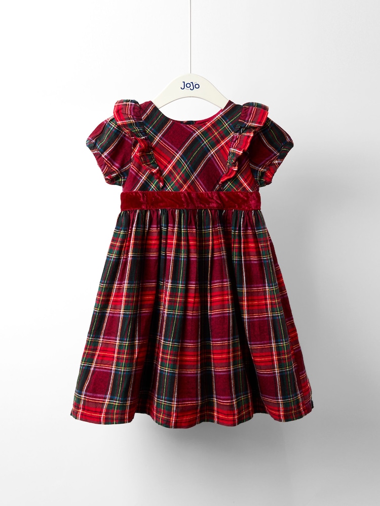 JoJo Maman Bébé Red Party Dress With Frill - Image 1 of 4
