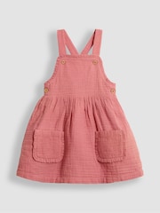 JoJo Maman Bébé Pink Floral Rose Printed Pinafore Dress & Blouse Set - Image 2 of 5