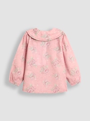 JoJo Maman Bébé Pink Floral Rose Printed Pinafore Dress & Blouse Set - Image 5 of 5