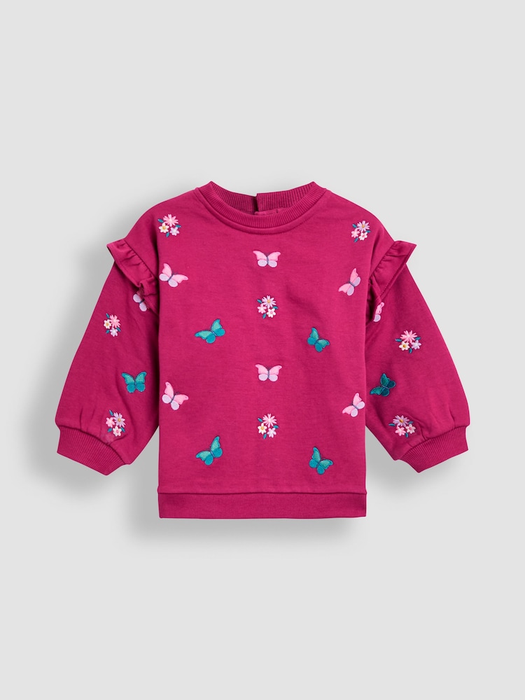 JoJo Maman Bébé Purple Butterfly Embroidered Sweatshirt & Legging Set - Image 2 of 6 JoJo Maman Bébé Purple Butterfly Embroidered Sweatshirt & Legging Set - Image 2 of 6