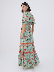 Raishma Green Trinity Floral Maxi Dress with Puffed Sleeves - Image 2 of 3