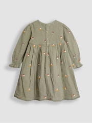JoJo Maman Bébé Olive Embroidered Dress & Gilet Set - Image 3 of 8