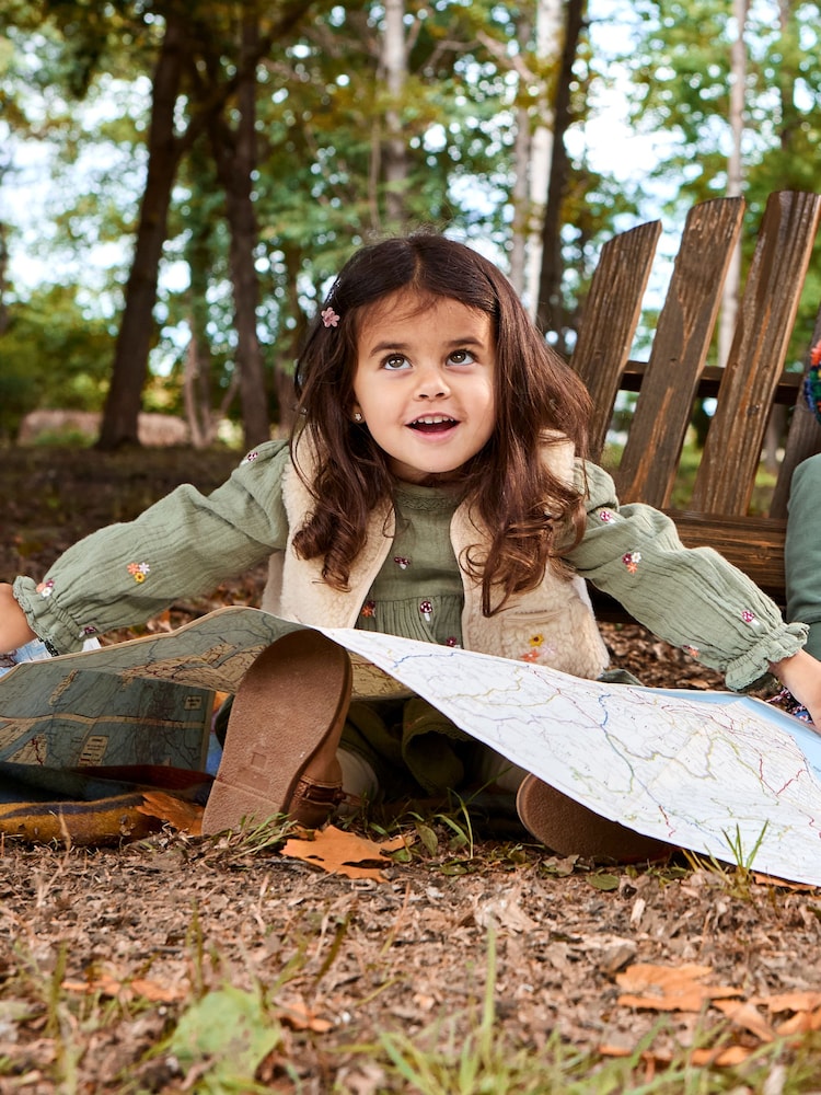 Buy JoJo Maman Bb Olive Green Floral Embroidered Dress & Gilet Set from  Next Luxembourg