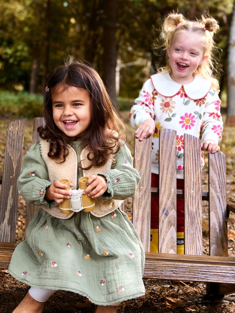 Buy JoJo Maman Bb Olive Green Floral Embroidered Dress & Gilet Set from  the Next UK online shop