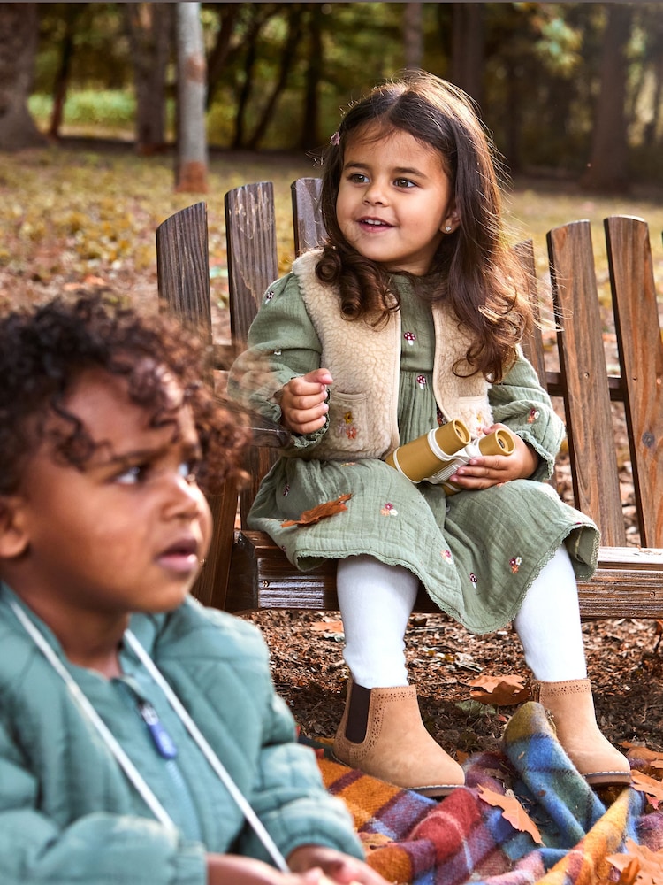 Buy JoJo Maman Bb Olive Green Floral Embroidered Dress & Gilet Set from  Next Luxembourg