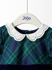 JoJo Maman Bébé Green Check Party Dress With Broderie Collar - Image 2 of 4