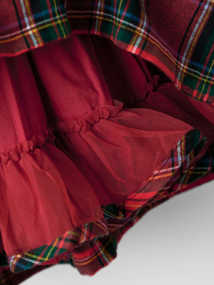 JoJo Maman Bébé Red Tartan Peter Pan Collar Party Dress - Image 4 of 4 JoJo Maman Bébé Red Tartan Peter Pan Collar Party Dress - Image 4 of 4