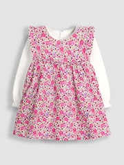 JoJo Maman Bébé Pink Floral Cord Dress & Body Set - Image 1 of 6