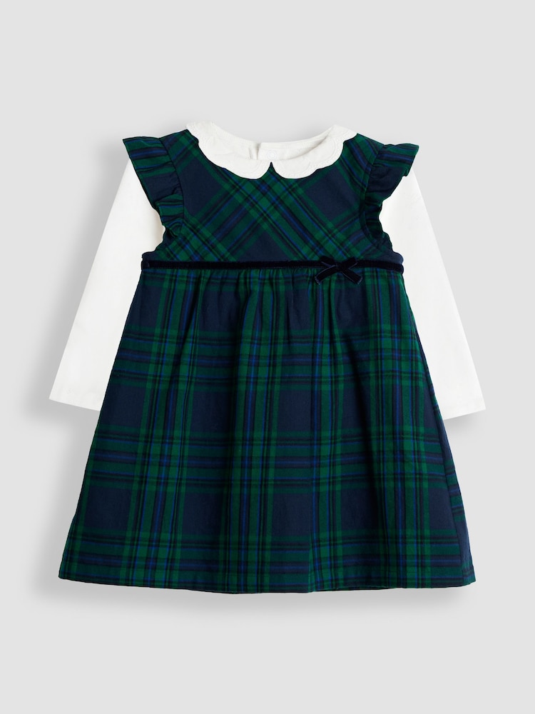 JoJo Maman Bébé Green Tartan Baby Dress & Body Set - Image 1 of 5