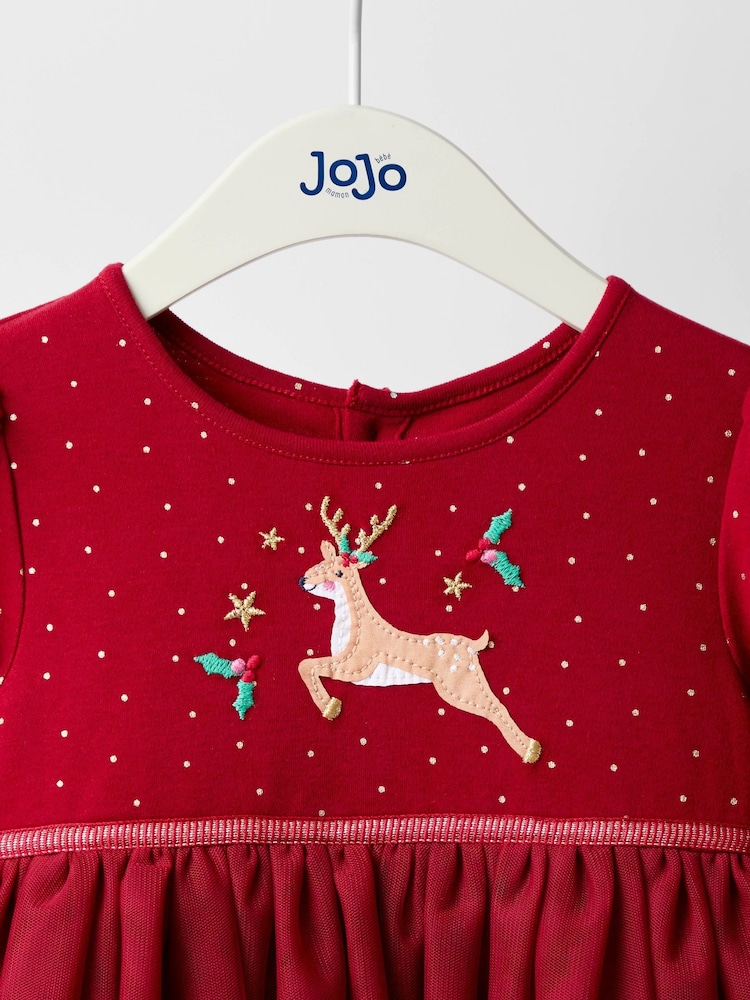 Red Christmas Friends - فستان حفلات تول مزيّن بخياطة أبليكيه من JoJo Maman Bébé - صورة 2 من 4 Red Christmas Friends - فستان حفلات تول مزيّن بخياطة أبليكيه من JoJo Maman Bébé - صورة 2 من 4