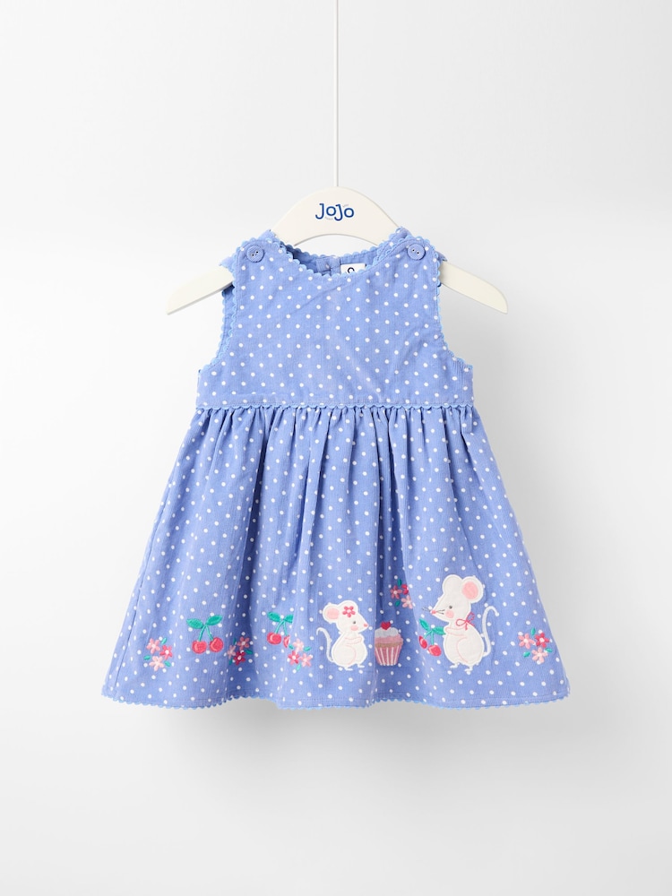 JoJo Maman Bébé Blue Appliqué Cord Dress and Top Set - Image 1 of 4