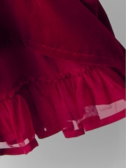 JoJo Maman Bébé Red Smocked Waist Velvet Party Dress - Image 3 of 4