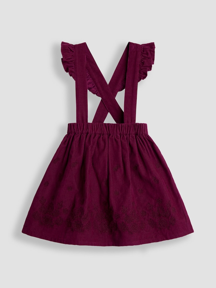 JoJo Maman Bébé Burgundy Embroidered Cord Skirt & Blouse Set - Image 2 of 7