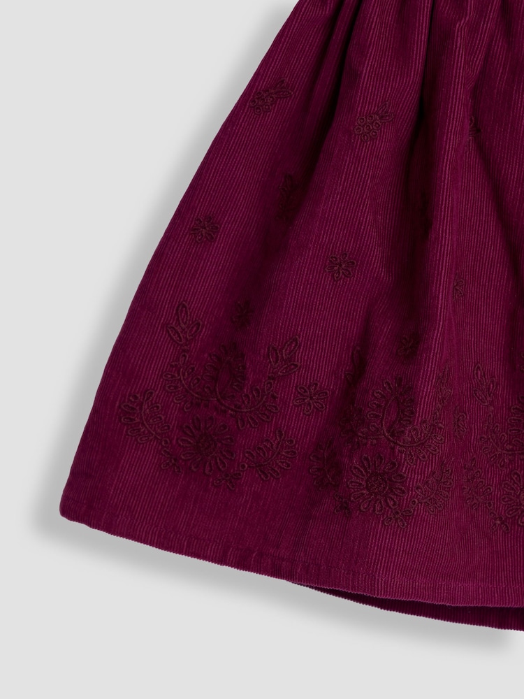JoJo Maman Bébé Burgundy Embroidered Cord Skirt & Blouse Set - Image 7 of 7