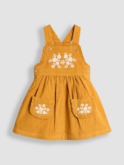 JoJo Maman Bébé Yellow Embroidered Cord Pinafore Dress & Blouse Set - Image 2 of 6