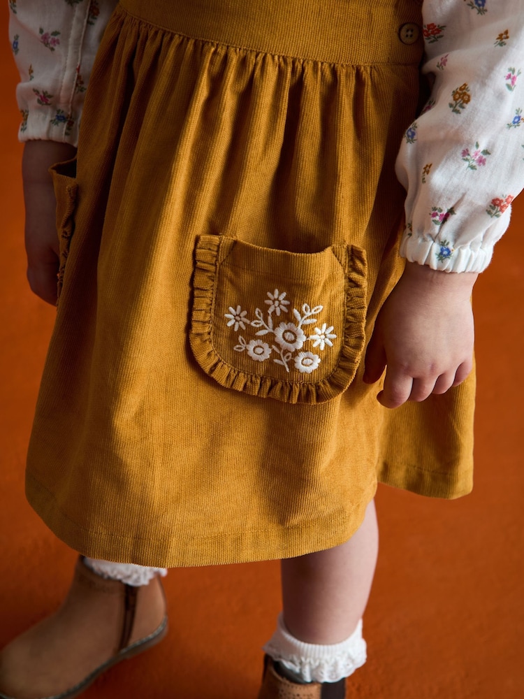 Buy JoJo Maman Bb Mustard Yellow Embroidered Cord Pinafore Dress & Blouse Set from Next USA Buy JoJo Maman Bb Mustard Yellow Embroidered Cord Pinafore Dress & Blouse Set from Next USA