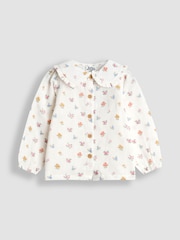 JoJo Maman Bébé Mustard Yellow Embroidered Cord Pinafore Dress & Blouse Set - Image 7 of 9