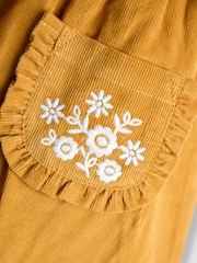 JoJo Maman Bébé Mustard Yellow Embroidered Cord Pinafore Dress & Blouse Set - Image 9 of 9