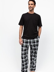 Cyberjammies Black Check Pyjama Bottoms and Solid Jersey T-Shirt - Image 1 of 1