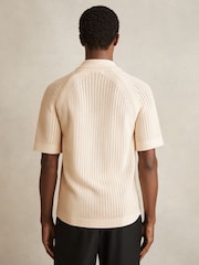 Hell Steinfarben - Reiss Alphonso Cotton Textured-Knit Cuban-Collar Shirt - Bild 5 von 7