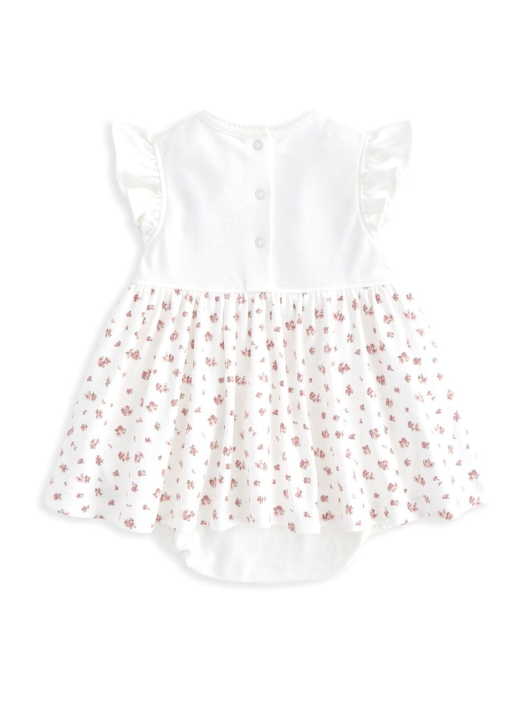 Mamas & Papas Pink Rose Print 100% Cotton Dress & Headband Set - Image 2 of 4