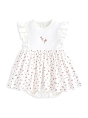 Mamas & Papas Pink Rose Print 100% Cotton Dress & Headband Set - Image 3 of 4