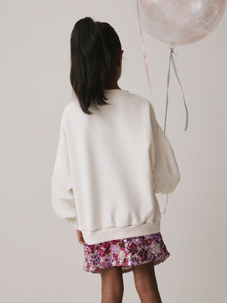 Ecru Bow Sequin Sweatshirt (3-16yrs) - Image 2 of 4