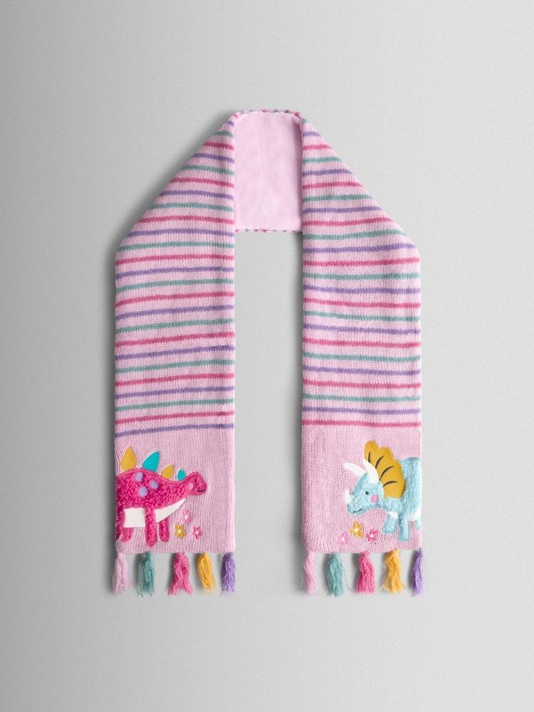 JoJo Maman Bébé Pink Dino Scarf - Image 1 of 5 JoJo Maman Bébé Pink Dino Scarf - Image 1 of 5