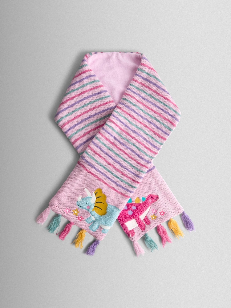 JoJo Maman Bébé Pink Dino Scarf - Image 2 of 5 JoJo Maman Bébé Pink Dino Scarf - Image 2 of 5